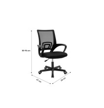 Silla de Oficina Ergonómica de Malla de Tela Negra con Reposabrazos - 56x47x85-95 cm, Confort y Estilo para Trabajo y Estudio.